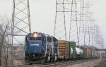 CR 6825 leads a general merchandise freight train west over the LEHL